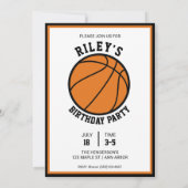 Basketbal Trading Kaart Verjaardagsfeestuitnodigin (Achterkant)