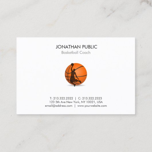 Basketbal Trainer Coach Modern Professional Visitekaartje (Achterkant)