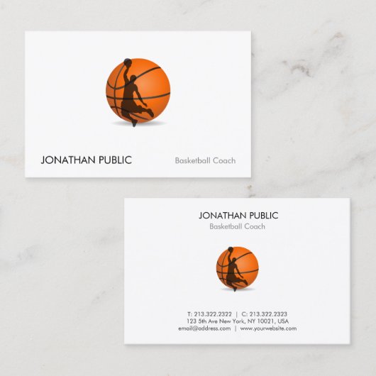 Basketbal Trainer Coach Modern Professional Visitekaartje (Voorkant / Achterkant)