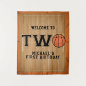 Basketbal tweede verjaardag achtergrond wandkleed (Voorkant)