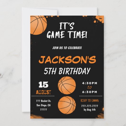 basketbal uitnodiging (Voorkant)