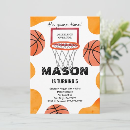 basketbal uitnodiging (Staand voorkant)