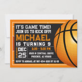 Basketbal uitnodiging, Basketbal verjaardagsfeest Kaart (Voorkant)