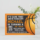 Basketbal uitnodiging, Basketbal verjaardagsfeest Kaart (Staand voorkant)