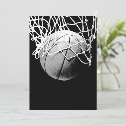 Basketbal uitnodigingen - Basketbal uitnodiging (Staand voorkant)