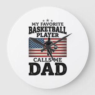 Basketbal Vader Patriottische Vintage Gravure T-Sh Grote Klok