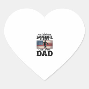 Basketbal Vader Patriottische Vintage Gravure T-Sh Hart Sticker