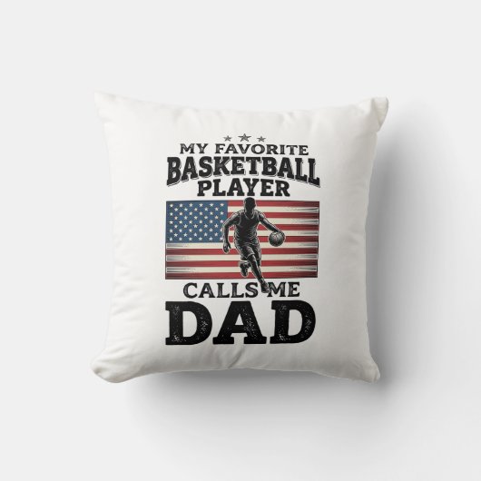 Basketbal Vader Patriottische Vintage Gravure T-Sh Kussen (Voorkant)