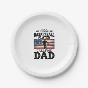 Basketbal Vader Patriottische Vintage Gravure T-Sh Papieren Bordje