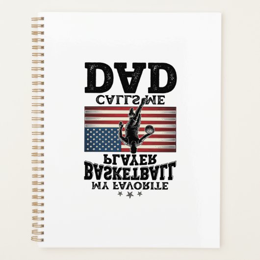 Basketbal Vader Patriottische Vintage Gravure T-Sh Planner (Voorkant)