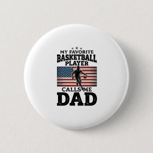Basketbal Vader Patriottische Vintage Gravure T-Sh Ronde Button 5,7 Cm