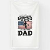 Basketbal Vader Patriottische Vintage Gravure T-Sh Spandoek (Verticaal)