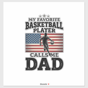 Basketbal Vader Patriottische Vintage Gravure T-Sh Sticker