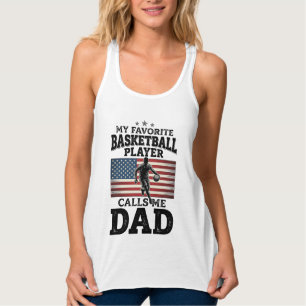 Basketbal Vader Patriottische Vintage Gravure T-Sh Tanktop