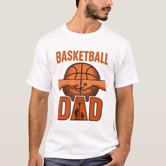 Basketbal Vader Vintage Gravure Shirt Ontwerp_1 (Voorkant)