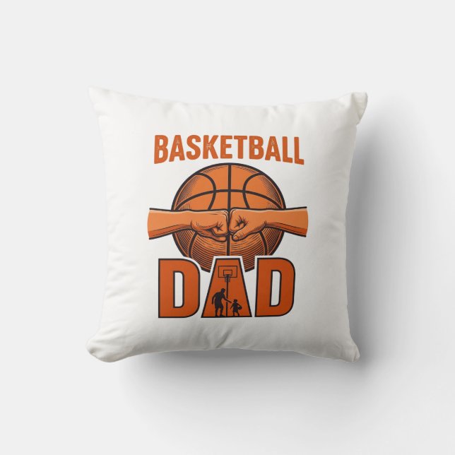 Basketbal Vader Vintage Gravure Shirt Ontwerp_1 Kussen (Voorkant)