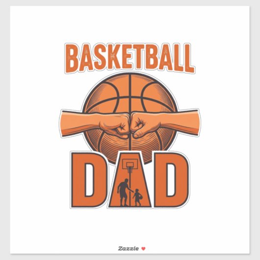 Basketbal Vader Vintage Gravure Shirt Ontwerp_1 Sticker (Vel)