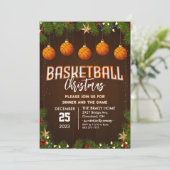 Basketbal Vakantie Feest Diner Uitnodiging (Staand voorkant)