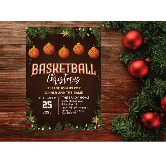 Basketbal Vakantie Feest Diner Uitnodiging