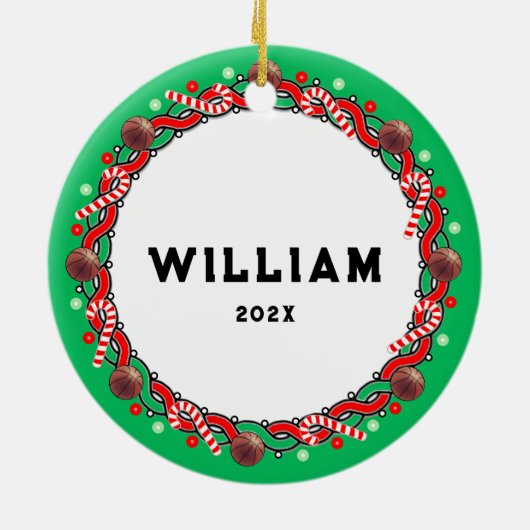 Basketbal Vakantie Gift Keramisch Ornament (Achterkant)