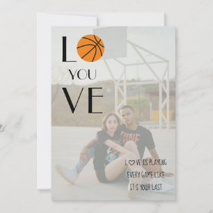 Basketbal Valentijn Foto Modern Fun Feestdagenkaart