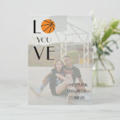 Basketbal Valentijn Foto Modern Fun Feestdagenkaart (Staand voorkant)