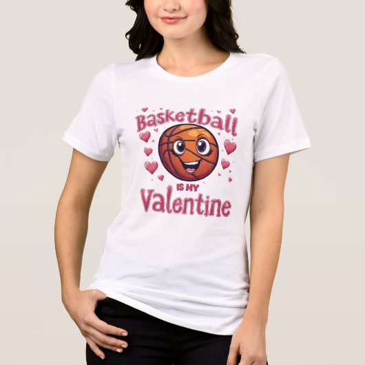 Basketbal Valentijn Tri-Blend Shirt (Voorkant)
