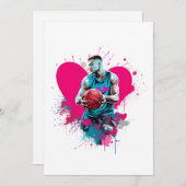 Basketbal Valentijnkaart Feestdagenkaart (Voorkant / Achterkant)