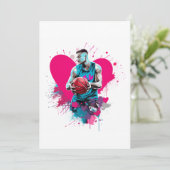 Basketbal Valentijnkaart Feestdagenkaart (Staand voorkant)