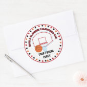 Basketbal Valentijns  Classroom Gepersonaliseerde  Ronde Sticker (Envelop)