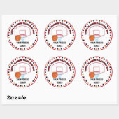 Basketbal Valentijns  Classroom Gepersonaliseerde  Ronde Sticker (Vel)