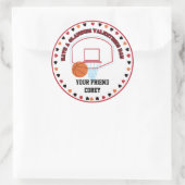 Basketbal Valentijns  Classroom Gepersonaliseerde  Ronde Sticker (Tas)