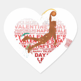Basketbal Valentijnsdag Gift Basketbal Hart Sticker