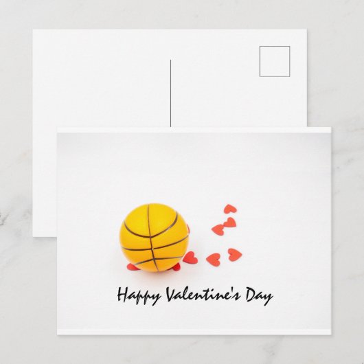 Basketbal Valentijnsdag met liefde op wit Feestdagenkaart (Voorkant / Achterkant)
