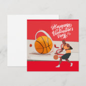 Basketbal Valentijnsdag met speler en hart   Feestdagenkaart (Voorkant / Achterkant)