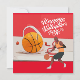 Basketbal Valentijnsdag met speler en hart   Feestdagenkaart