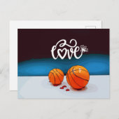 Basketbal van Speler met Liefde Valentijnsdag Feestdagenkaart (Voorkant / Achterkant)