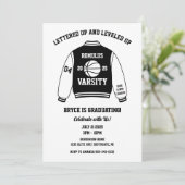 Basketbal Varsity Jacke Afstudeerfeest Kaart (Staand voorkant)