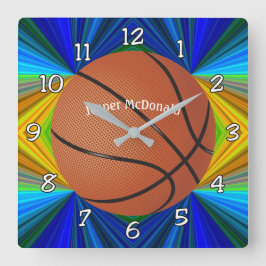Basketbal veelkleurige Burger Foto personaliseren Vierkante Klok