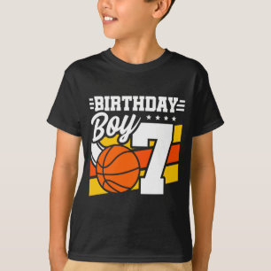 Basketbal verjaardag 7 jaar oude jongen 7e verjaar t-shirt