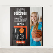 Basketbal verjaardag, basketbal meisje speler wandkleed (Voorkant)