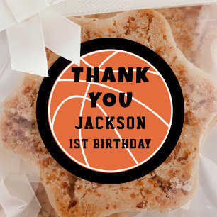 Basketbal Verjaardag Classic Ronde Sticker
