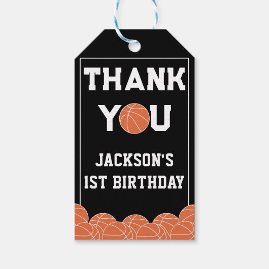 Basketbal Verjaardag Dank u Cadeaulabel (Voorkant)