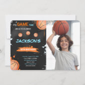 Basketbal Verjaardag Foto uitnodiging (Voorkant)