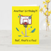 Basketbal Verjaardag Foul Called Viering Kaart (Gele Bloem)