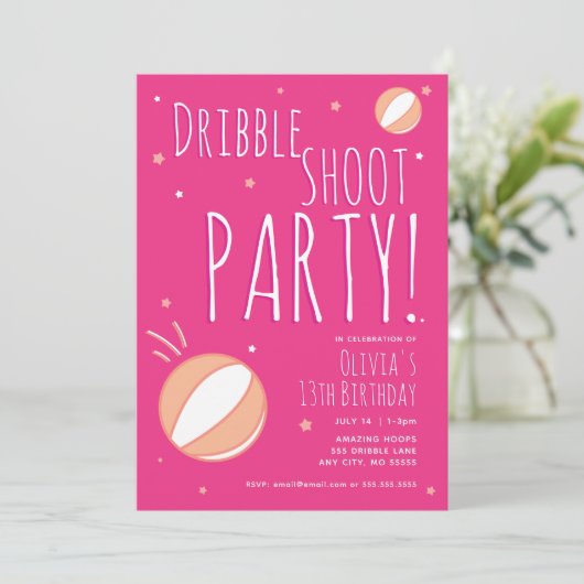 Basketbal Verjaardag Gepersonaliseerde Party Uitno Kaart (Staand voorkant)