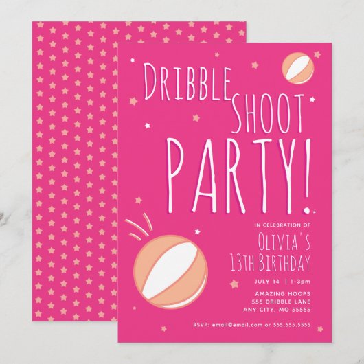 Basketbal Verjaardag Gepersonaliseerde Party Uitno Kaart (Voorkant / Achterkant)