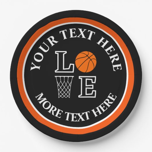 Basketbal Verjaardag Gift, Basketbal Team Speler Papieren Bordje (Voorkant)