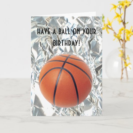 Basketbal Verjaardag Kaart (Gele Bloem)