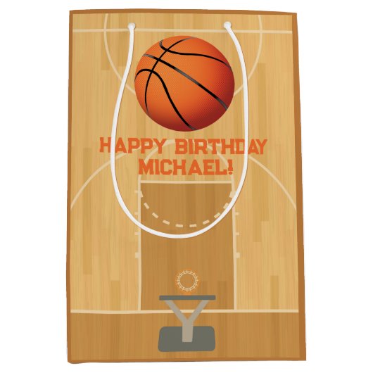 Basketbal Verjaardag Medium Cadeauzakje (Voorkant)